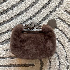 Brown Fur Handbag with shoulder strap